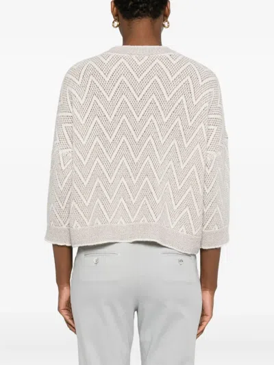 Peserico Zigzag-knit Sweater In Gray