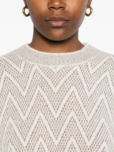 Peserico Zigzag-knit Sweater In Gray