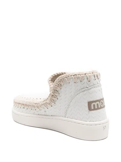Mou Summer Eskimo Braided Leather Sneakers In White