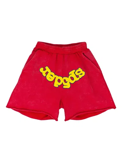 Sp5der Logo-print Track Shorts In Red