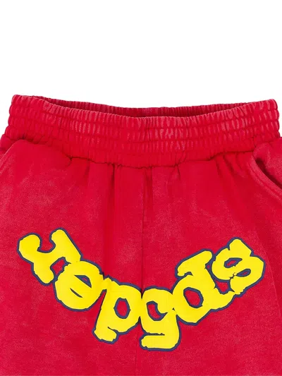 Sp5der Logo-print Track Shorts In Red
