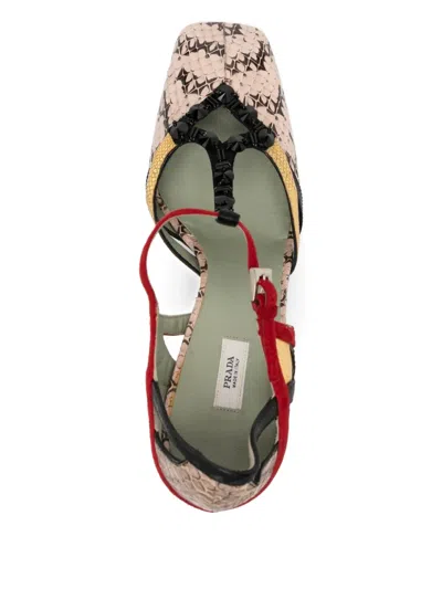 Pre-owned Prada 70mm Python Sandals