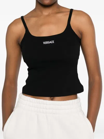 Versace Logo Ribbed Tank Top