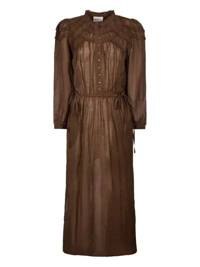 Isabel Marant Étoile Ruffled Button-front Maxi Dress In Brown