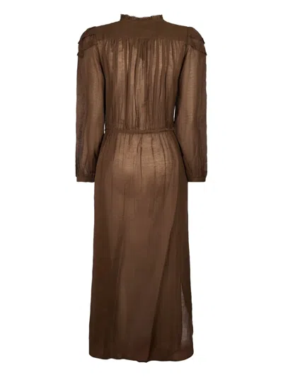 Isabel Marant Étoile Ruffled Button-front Maxi Dress In Brown