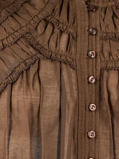Isabel Marant Étoile Ruffled Button-front Maxi Dress In Brown