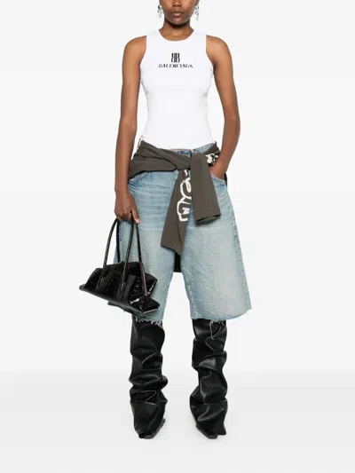 Balenciaga Logo-intarsia Sleeveless Tank Top In White