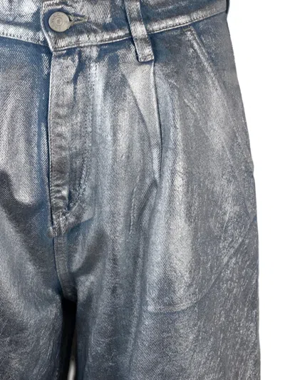 Cycle Olivia Spalamti Argento Metallic-cotton Shorts In Blue