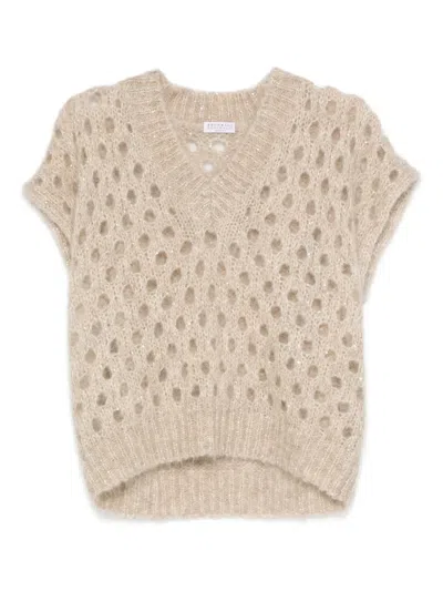 Brunello Cucinelli V-neck Open-knit Vest