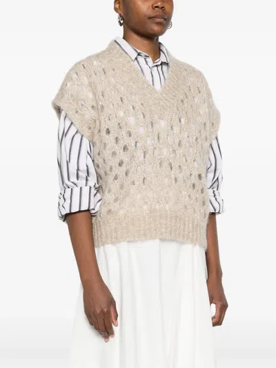Brunello Cucinelli V-neck Open-knit Vest