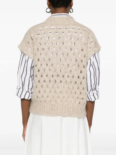 Brunello Cucinelli V-neck Open-knit Vest
