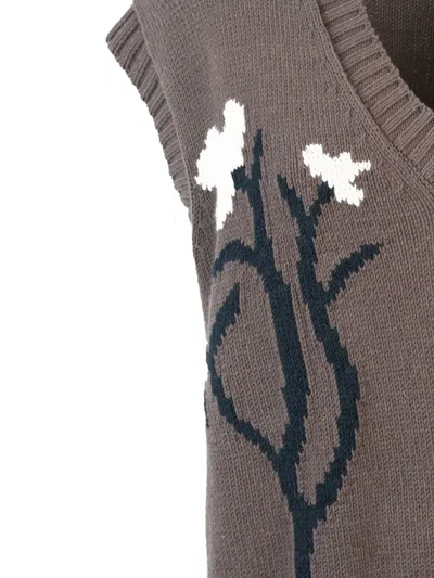 Max Mara Floral-embroidered V-neck Sweater
