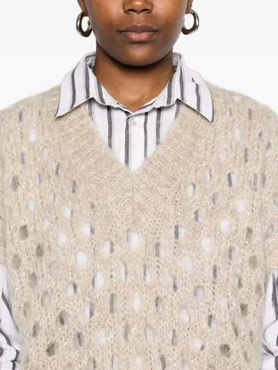 Brunello Cucinelli V-neck Open-knit Vest