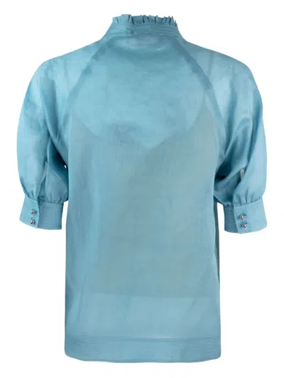 Max Mara Orvieto V-neck Short-sleeved Top In Blue
