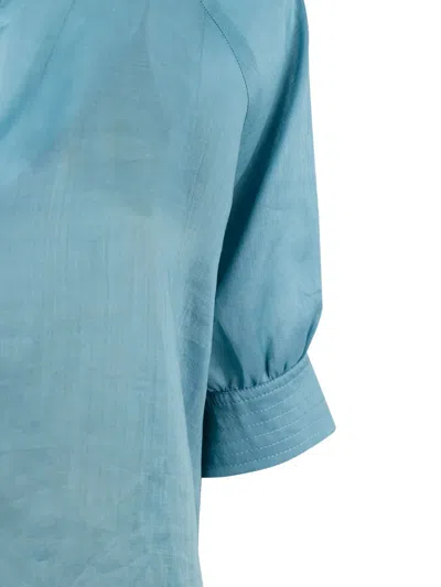 Max Mara Orvieto V-neck Short-sleeved Top In Blue
