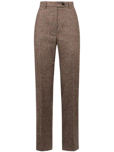 Kiton Prince Of Wales Trousers In Brown