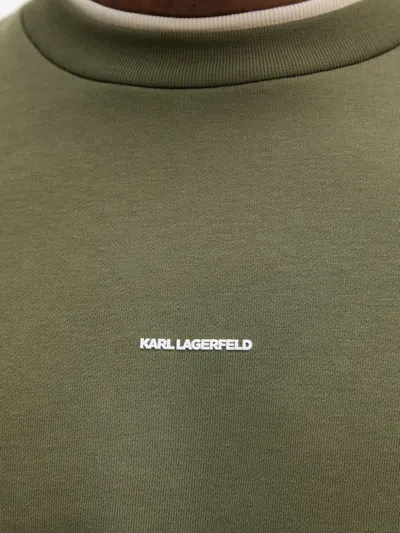 Karl Lagerfeld Logo-embroidered Crew-neck Sweatshirt In Green