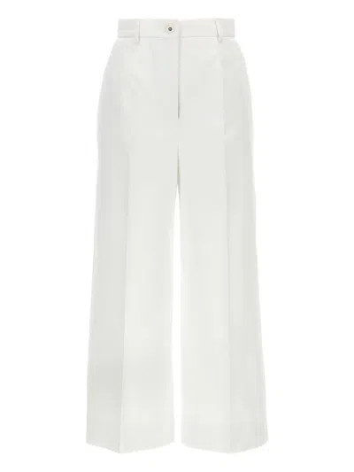 Dolce & Gabbana High Waist Cotton Pants In White