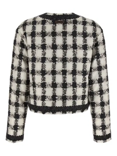 Moschino Check-pattern Lace-trim Jacket