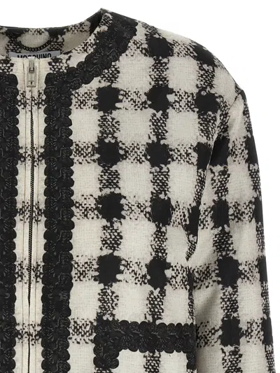 Moschino Check-pattern Lace-trim Jacket