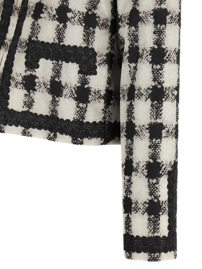 Moschino Check-pattern Lace-trim Jacket