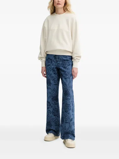 Apc Floral-print Jeans In Blue