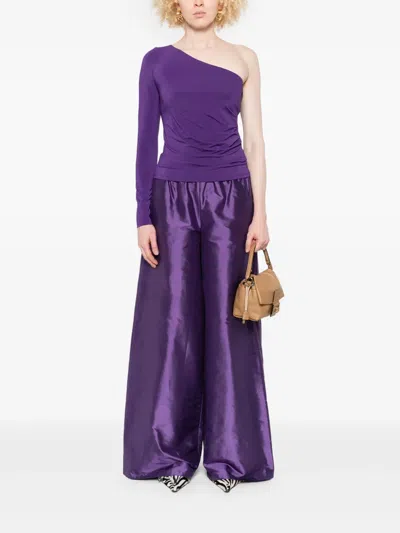 Max Mara One-shoulder Jersey Top In Purple