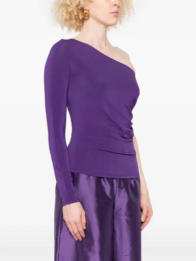 Max Mara One-shoulder Jersey Top In Purple