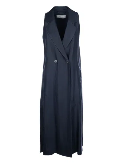 Peserico Double-breasted Sleeveless Coat In Blue