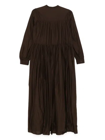 Aspesi Cotton Muslin Maxi Dress In Brown