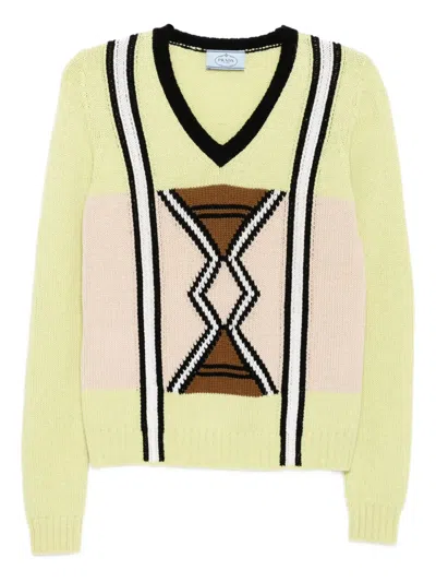 Pre-owned Prada Long-sleeve V-neck Sweater