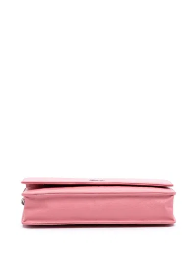 Pre-owned Chanel 2012 Embossed Lambskin Camellia Wallet On Chain Crossbody Bag