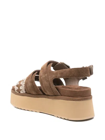 Mou Buckle-embellished Platform Sandals In Brown