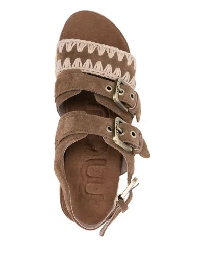 Mou Buckle-embellished Platform Sandals In Brown