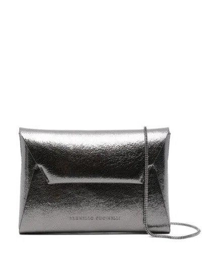 Brunello Cucinelli Metallic Flap Clutch Bag