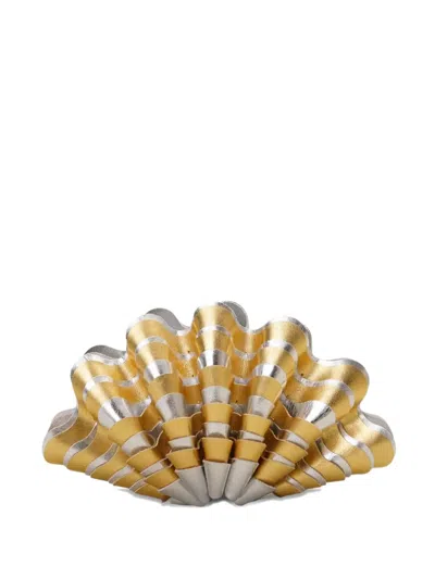 Vanina Sables Mouvant Shell-shaped Striped Clutch