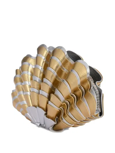 Vanina Sables Mouvant Shell-shaped Striped Clutch