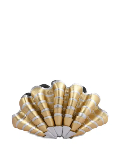 Vanina Sables Mouvant Shell-shaped Striped Clutch