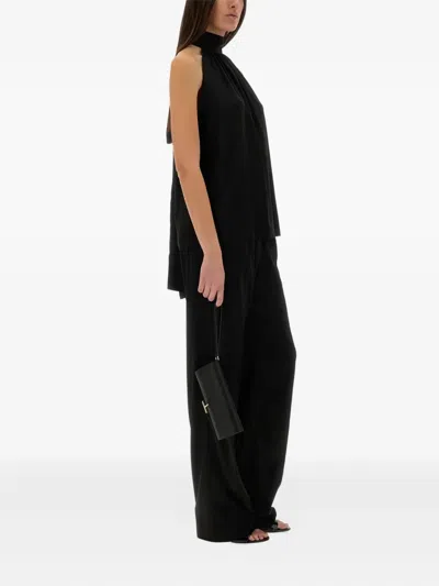 Tom Ford Sleeveless Lavalliere Blouse In Black