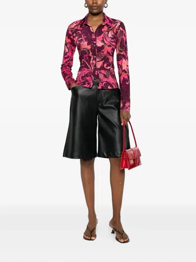 Versace Jeans Couture Porcelain Barocco Button-up Shirt In Red