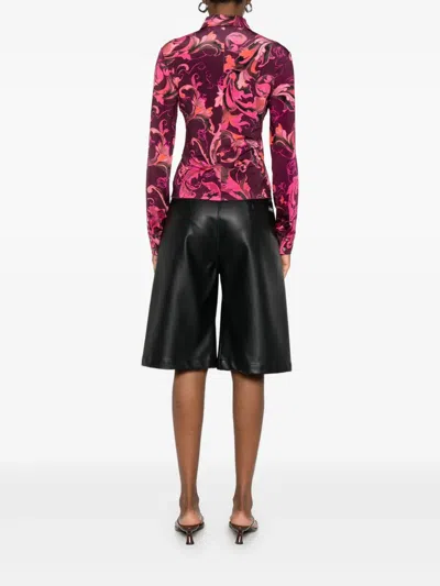 Versace Jeans Couture Porcelain Barocco Button-up Shirt In Red
