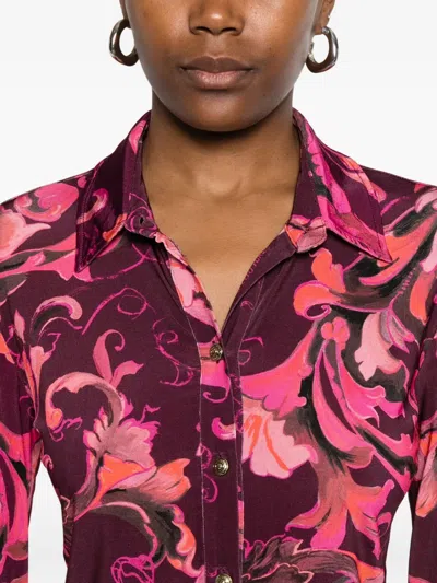 Versace Jeans Couture Porcelain Barocco Button-up Shirt In Red