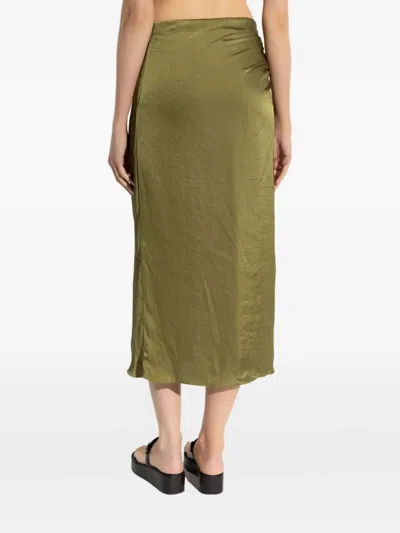 Theory Gathered Satin Midi Skirt