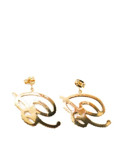 Blumarine Crystal Embellished Dangle Earrings In Gold