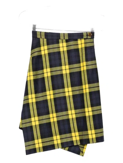Vivienne Westwood Knee Length Plaid Skirt With Asymmetric Hem