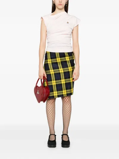 Vivienne Westwood Knee Length Plaid Skirt With Asymmetric Hem