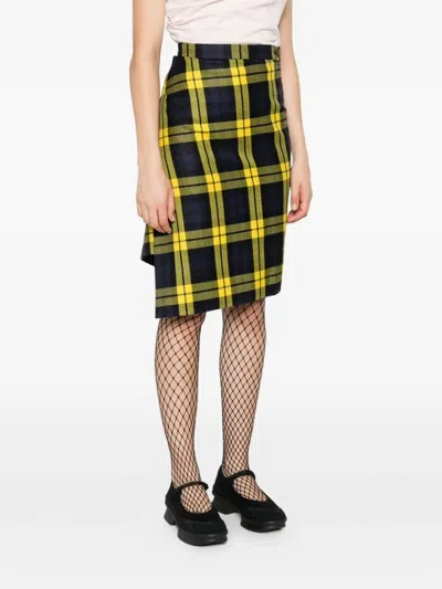 Vivienne Westwood Knee Length Plaid Skirt With Asymmetric Hem