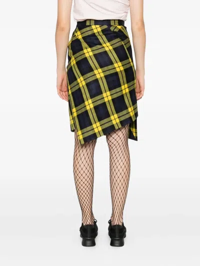 Vivienne Westwood Knee Length Plaid Skirt With Asymmetric Hem