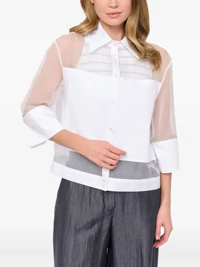 D Exterior Sheer-panelled Cotton Shirt In Multi