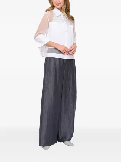 D Exterior Sheer-panelled Cotton Shirt In Multi